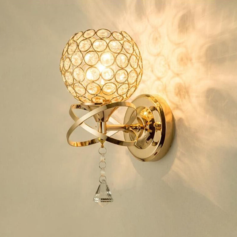Lámpara de pared de globo lámpara de luz moderna montada en la pared con sombra de cristal transparente