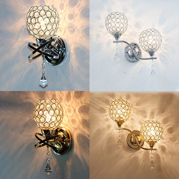 Lámpara de pared de globo lámpara de luz moderna montada en la pared con sombra de cristal transparente
