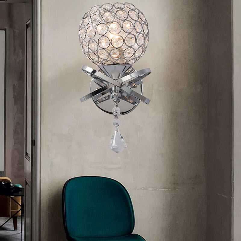 Lámpara de pared de globo lámpara de luz moderna montada en la pared con sombra de cristal transparente