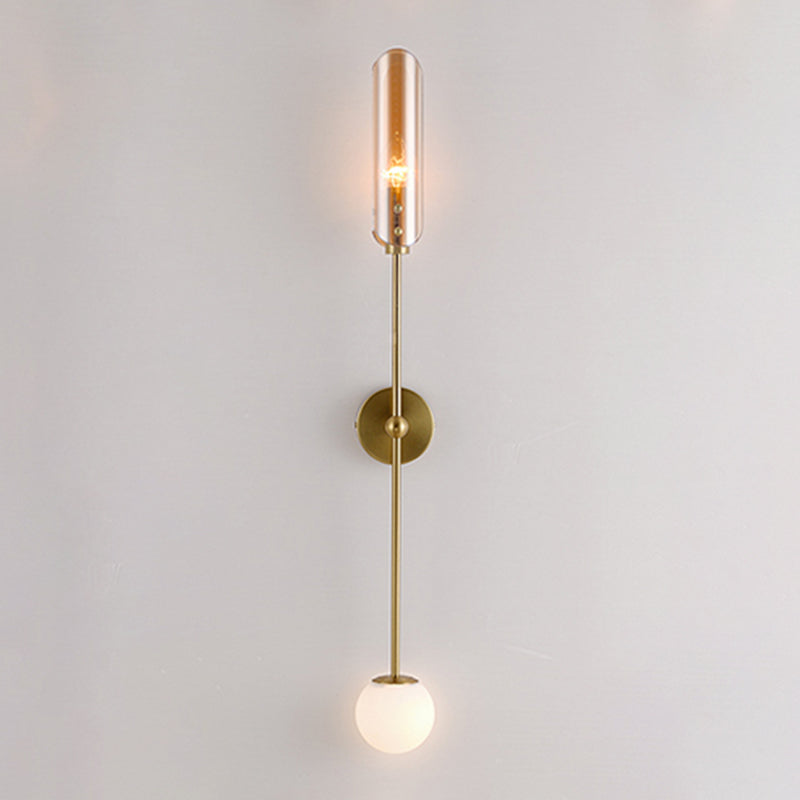 Glass Wall Lighting Contemporary 2 Lights Gold Sconce Lamp Fixture for Living Room