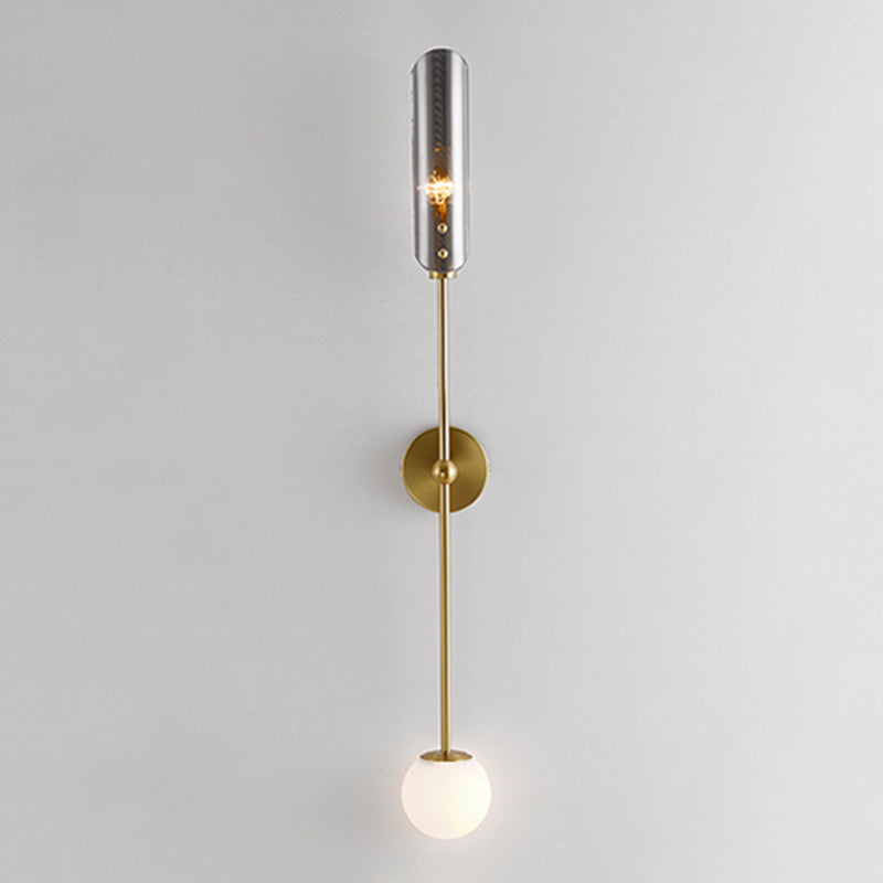 Glass Wall Lighting Contemporary 2 Lights Gold Sconce Lamp Fixture for Living Room