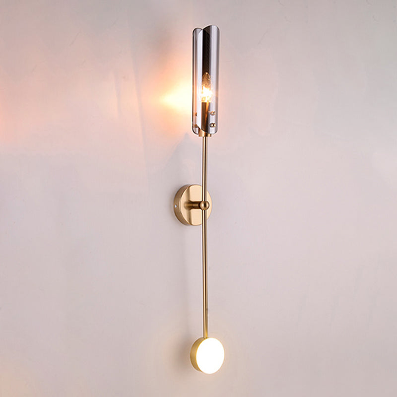 Glass Wall Lighting Contemporary 2 Lights Gold Sconce Lamp Fixture for Living Room