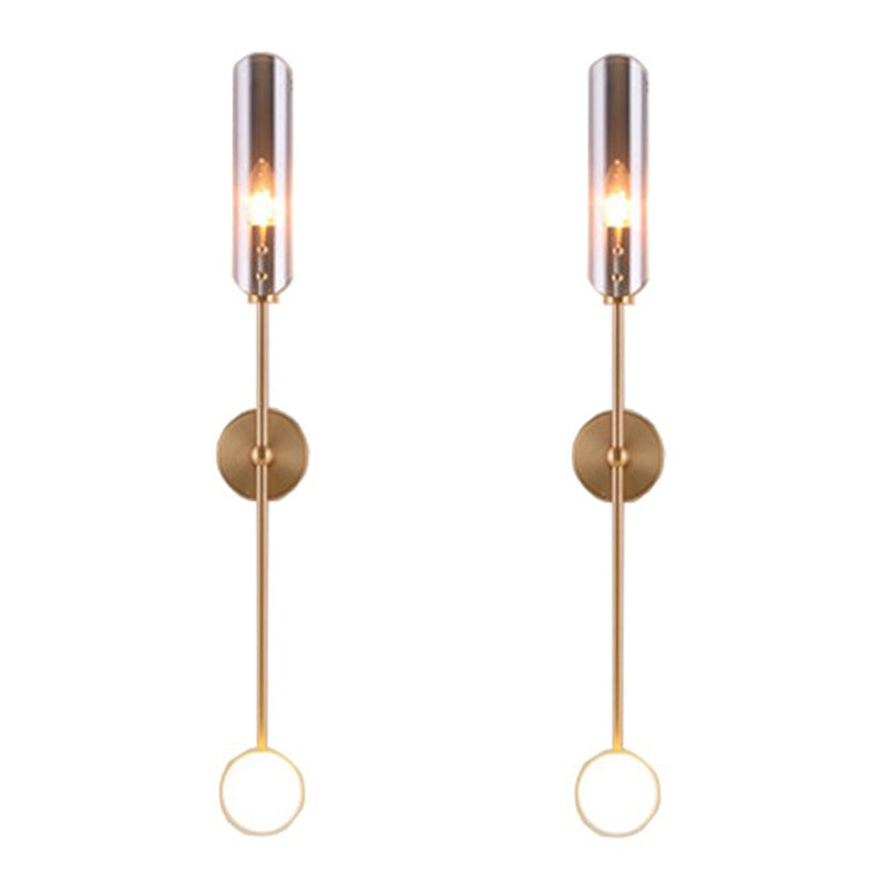 Glass Wall Lighting Contemporary 2 Lights Gold Sconce Lamp Fixture for Living Room