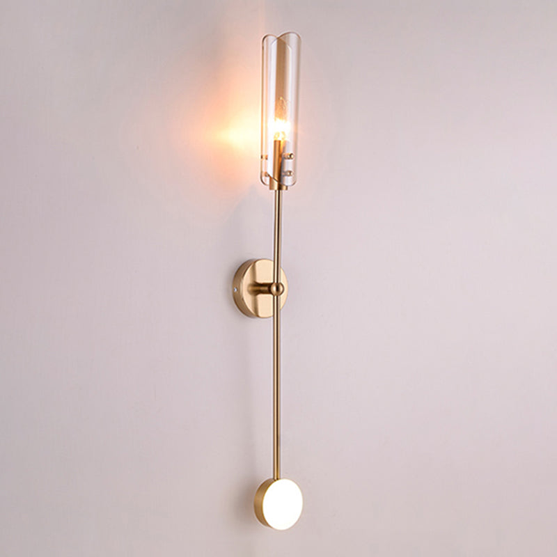 Glass Wall Lighting Contemporary 2 Lights Gold Sconce Lamp Fixture for Living Room