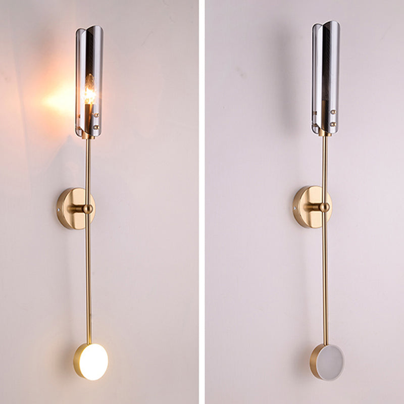 Glass Wall Lighting Contemporary 2 Lights Gold Sconce Lamp Fixture for Living Room
