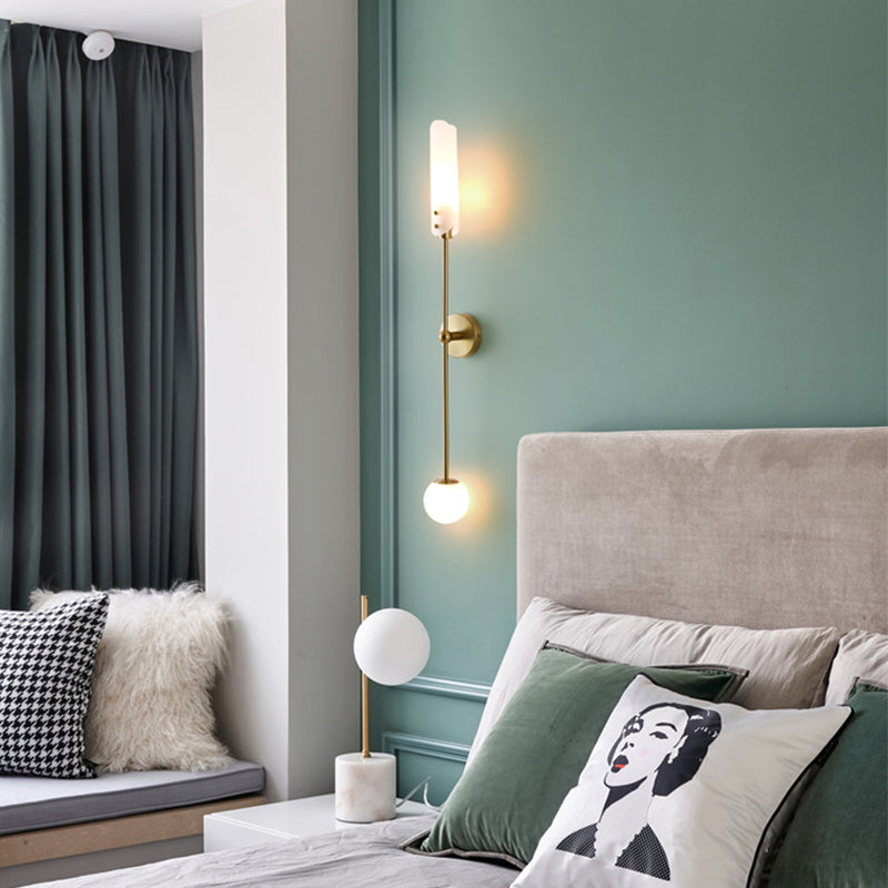 Glass Wall Lighting Contemporary 2 Lights Gold Sconce Lamp Fixture for Living Room