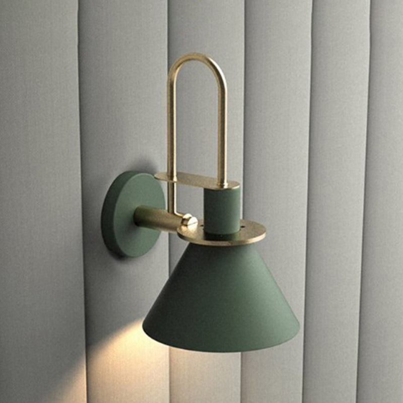 Nordic Iron Shade Wall Sconce Flared Shaped Macaron Color 1-Head Wall Light