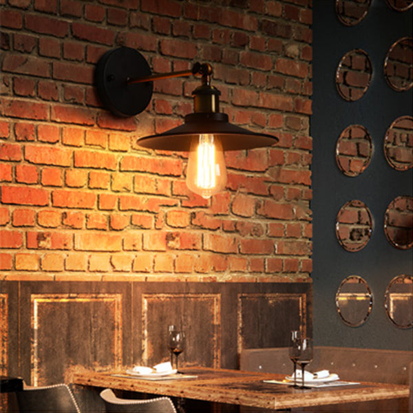 Black Metal Wall Sconce Industrial Wall Mounted Light Fixture for Kitchen Restaurant