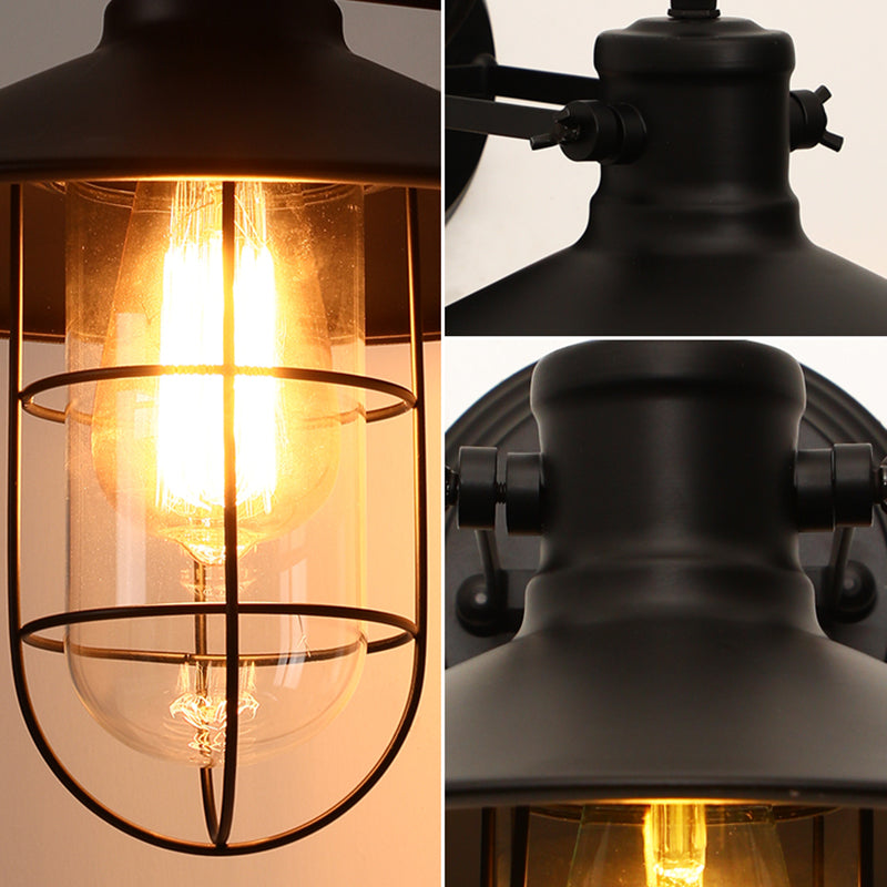 Black Metal Wall Sconce Industrial Wall Mounted Light Fixture for Kitchen Restaurant