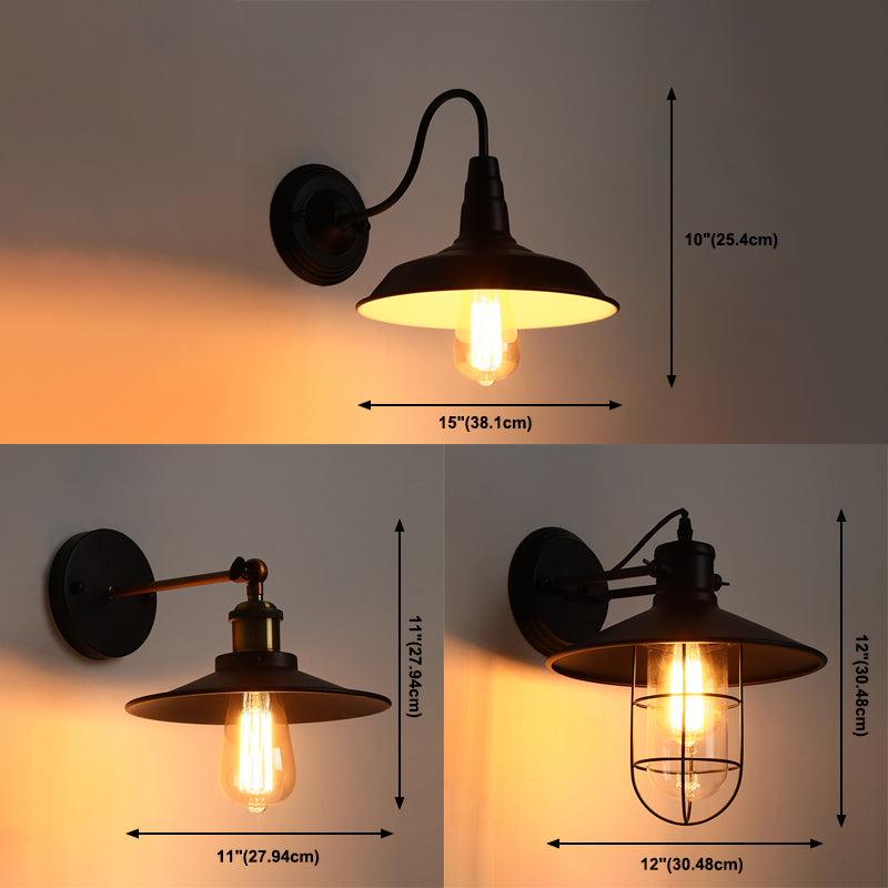 Black Metal Wall Sconce Industrial Wall Mounted Light Fixture for Kitchen Restaurant