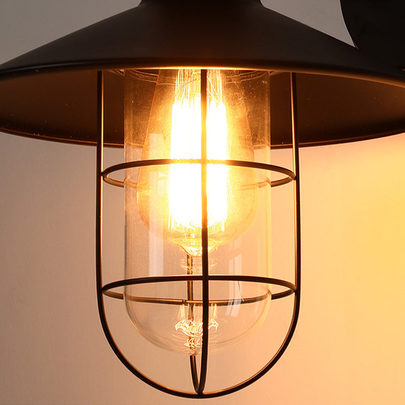 Black Metal Wall Sconce Industrial Wall Mounted Light Fixture for Kitchen Restaurant