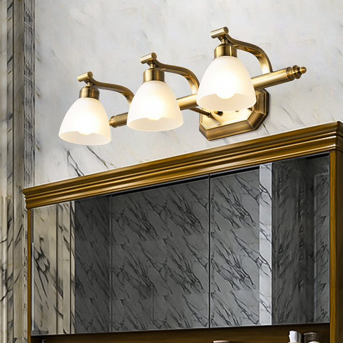 Lampada a parete moderna a parete lampada con foglie di pannelli conici in bronzo con tonalità di vetro