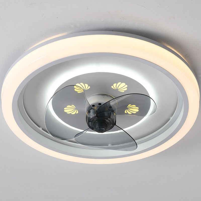 Schlafzimmer LED -Lüfterlampenlampe minimalistische weiße Halbflush -Licht mit kreisförmiger Acrylschatten