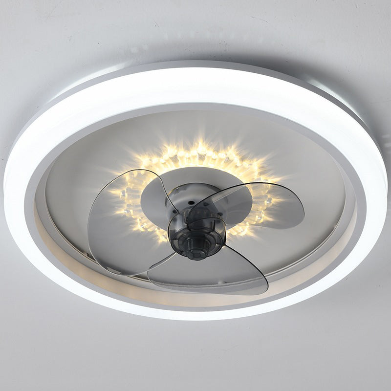 Schlafzimmer LED -Lüfterlampenlampe minimalistische weiße Halbflush -Licht mit kreisförmiger Acrylschatten