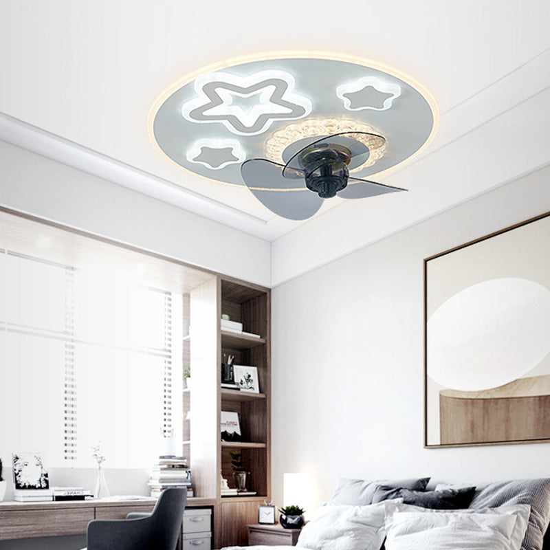 Schlafzimmer LED -Lüfterlampenlampe minimalistische weiße Halbflush -Licht mit kreisförmiger Acrylschatten