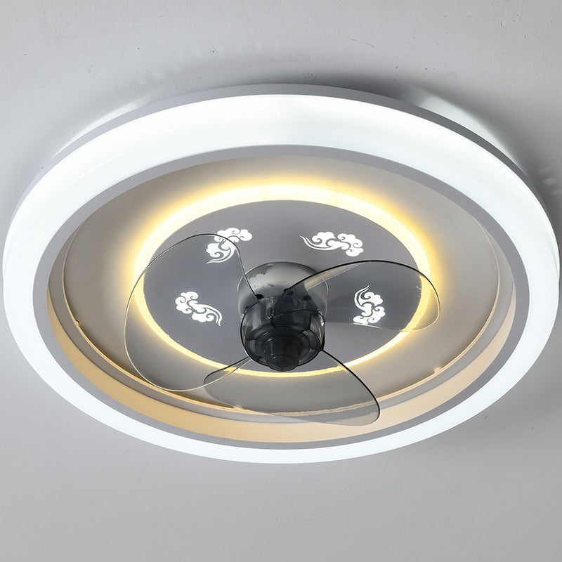 Schlafzimmer LED -Lüfterlampenlampe minimalistische weiße Halbflush -Licht mit kreisförmiger Acrylschatten