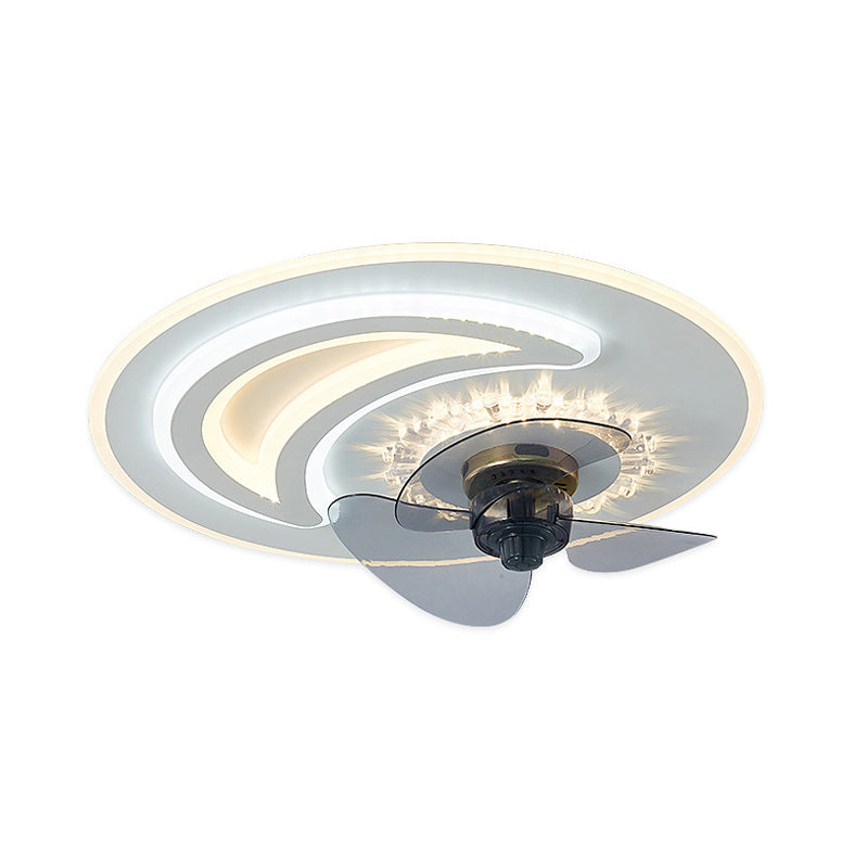 Schlafzimmer LED -Lüfterlampenlampe minimalistische weiße Halbflush -Licht mit kreisförmiger Acrylschatten