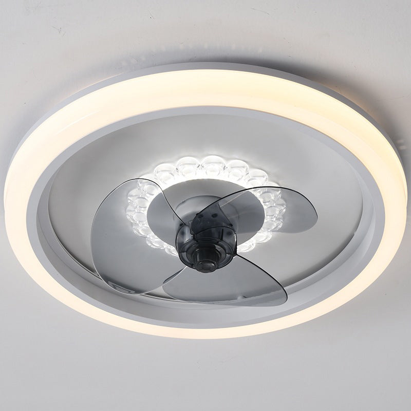 Schlafzimmer LED -Lüfterlampenlampe minimalistische weiße Halbflush -Licht mit kreisförmiger Acrylschatten
