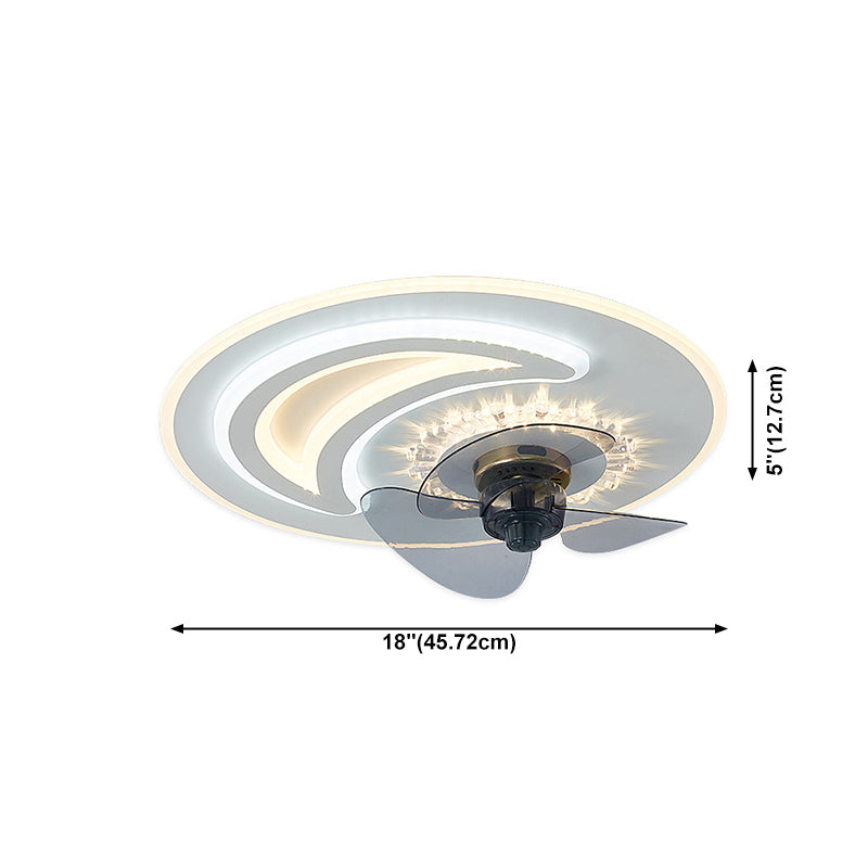Schlafzimmer LED -Lüfterlampenlampe minimalistische weiße Halbflush -Licht mit kreisförmiger Acrylschatten
