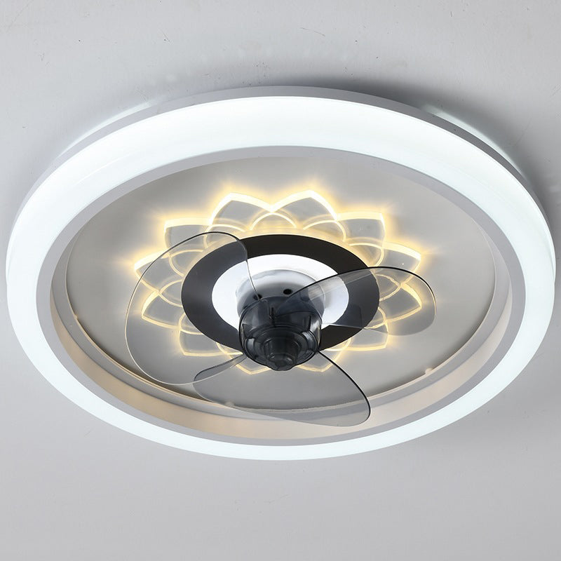 Schlafzimmer LED -Lüfterlampenlampe minimalistische weiße Halbflush -Licht mit kreisförmiger Acrylschatten
