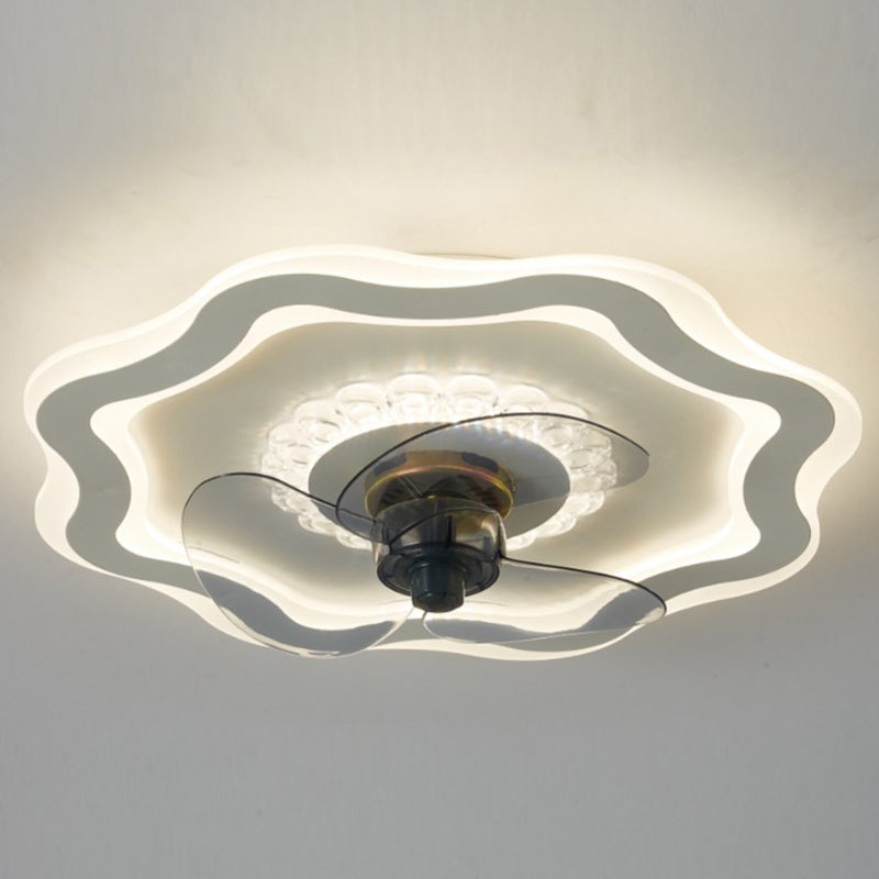 Schlafzimmer LED -Lüfterlampenlampe minimalistische weiße Halbflush -Licht mit kreisförmiger Acrylschatten