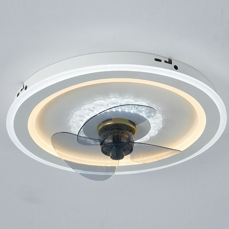 Schlafzimmer LED -Lüfterlampenlampe minimalistische weiße Halbflush -Licht mit kreisförmiger Acrylschatten