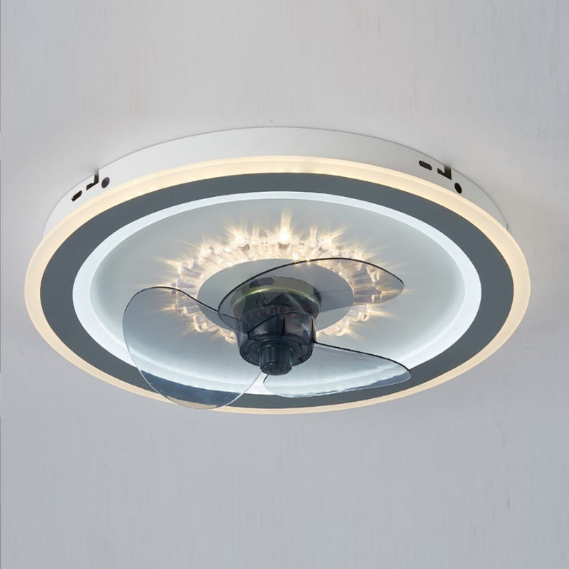 Schlafzimmer LED -Lüfterlampenlampe minimalistische weiße Halbflush -Licht mit kreisförmiger Acrylschatten