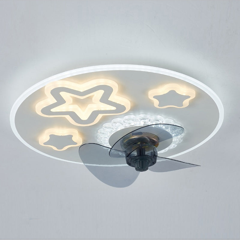 Schlafzimmer LED -Lüfterlampenlampe minimalistische weiße Halbflush -Licht mit kreisförmiger Acrylschatten