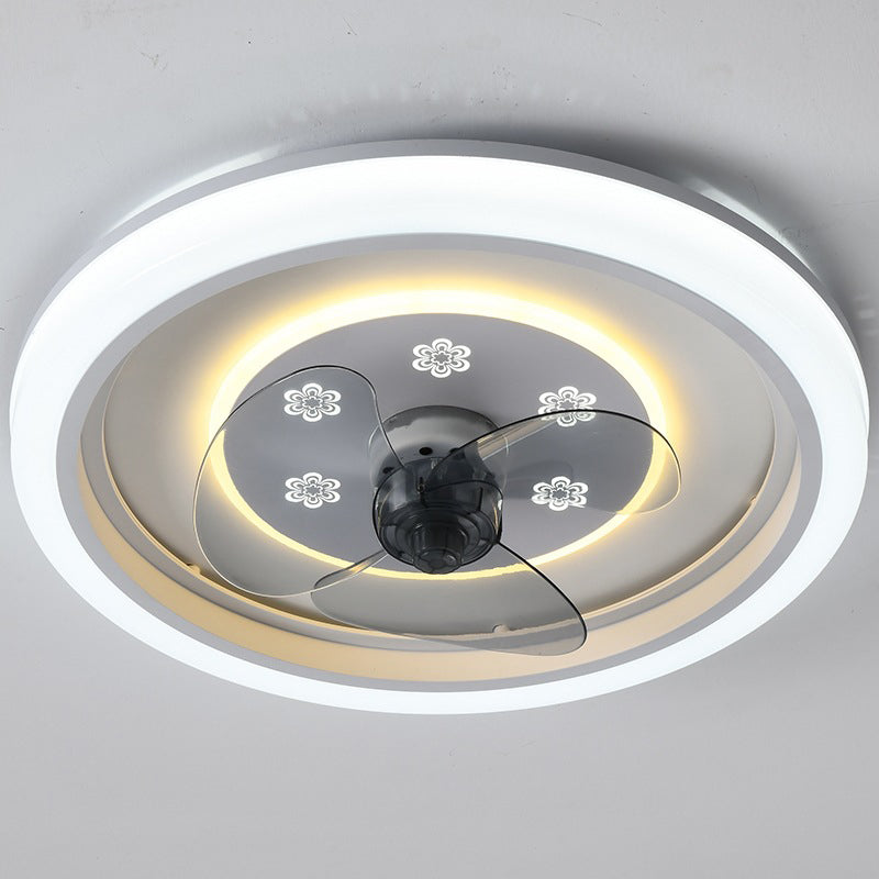 Schlafzimmer LED -Lüfterlampenlampe minimalistische weiße Halbflush -Licht mit kreisförmiger Acrylschatten