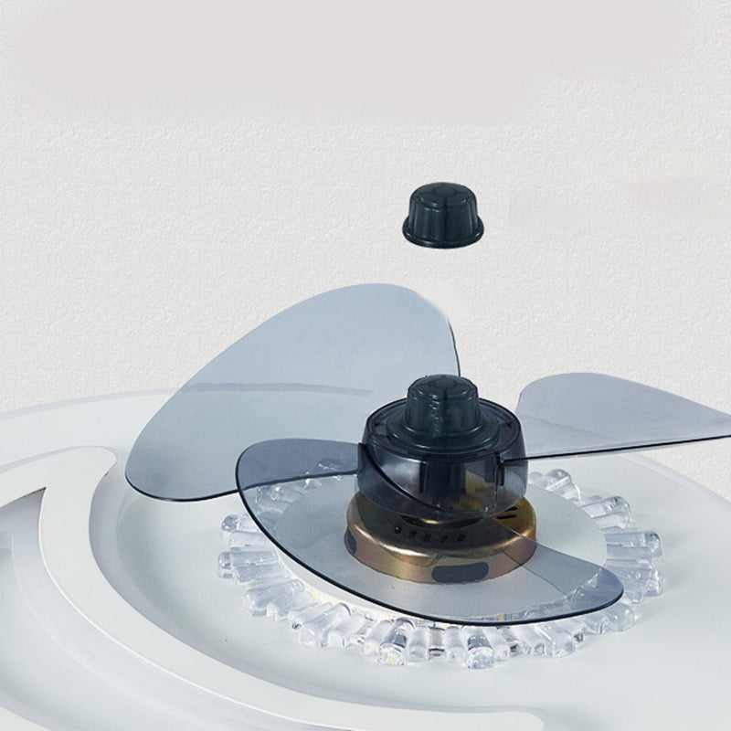 Schlafzimmer LED -Lüfterlampenlampe minimalistische weiße Halbflush -Licht mit kreisförmiger Acrylschatten