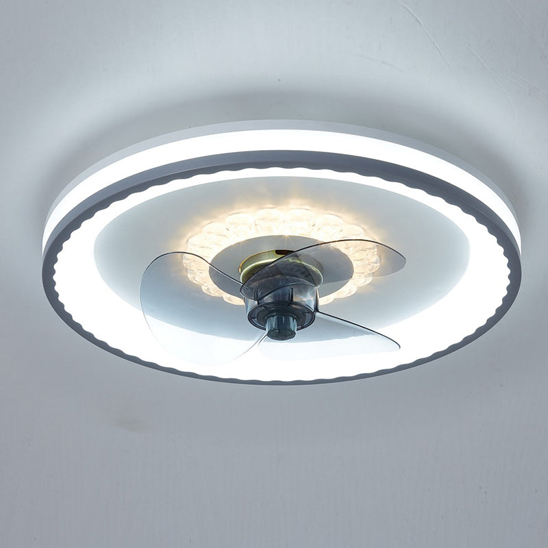 Schlafzimmer LED -Lüfterlampenlampe minimalistische weiße Halbflush -Licht mit kreisförmiger Acrylschatten