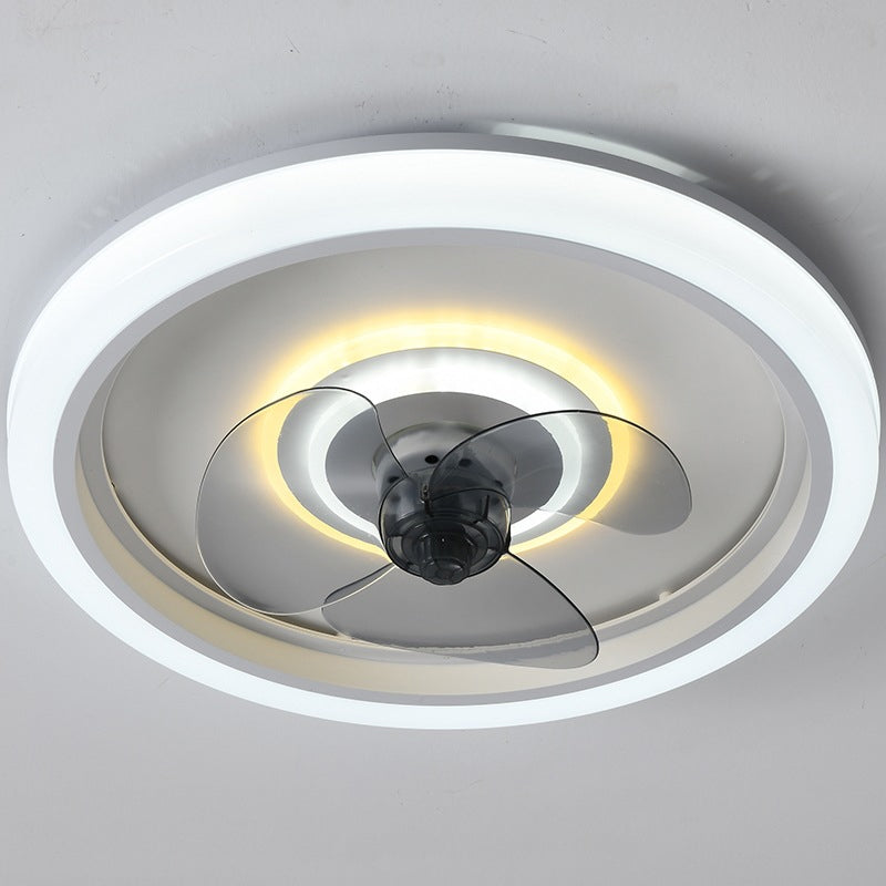 Schlafzimmer LED -Lüfterlampenlampe minimalistische weiße Halbflush -Licht mit kreisförmiger Acrylschatten