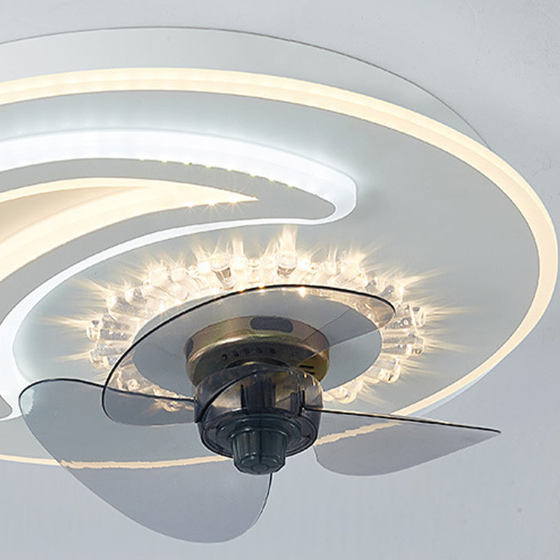 Schlafzimmer LED -Lüfterlampenlampe minimalistische weiße Halbflush -Licht mit kreisförmiger Acrylschatten