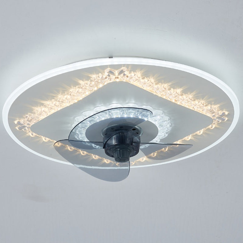 Schlafzimmer LED -Lüfterlampenlampe minimalistische weiße Halbflush -Licht mit kreisförmiger Acrylschatten