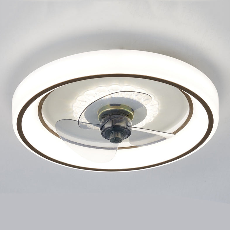 Schlafzimmer LED -Lüfterlampenlampe minimalistische weiße Halbflush -Licht mit kreisförmiger Acrylschatten