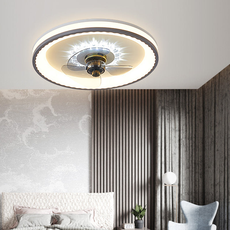 Schlafzimmer LED -Lüfterlampenlampe minimalistische weiße Halbflush -Licht mit kreisförmiger Acrylschatten