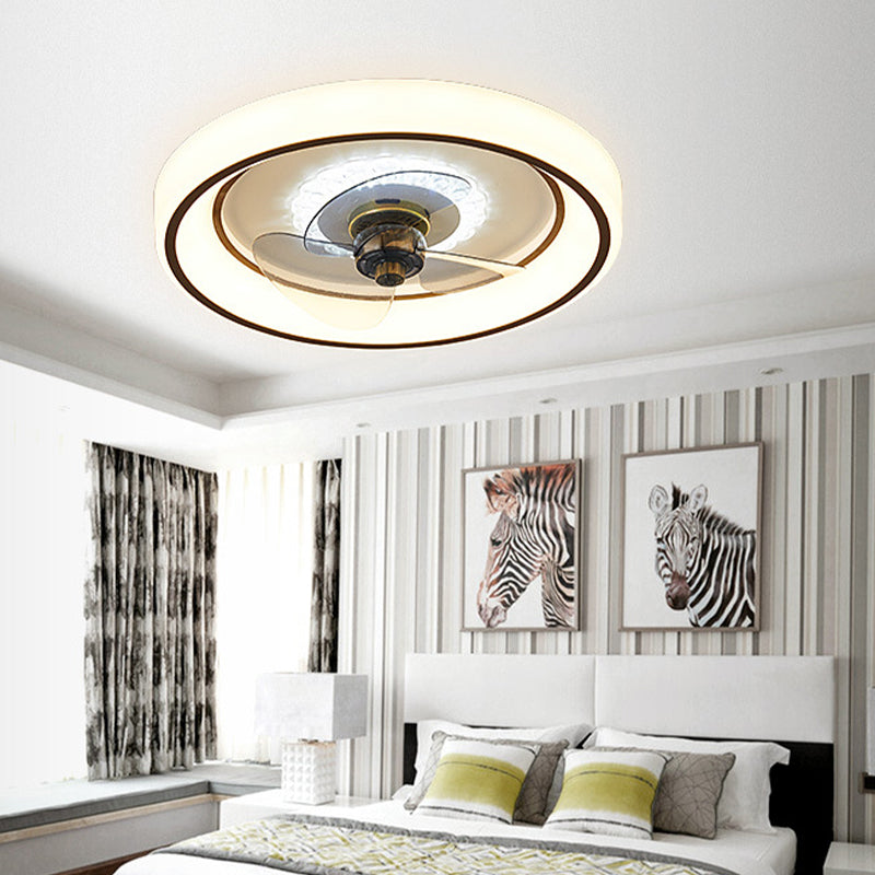Schlafzimmer LED -Lüfterlampenlampe minimalistische weiße Halbflush -Licht mit kreisförmiger Acrylschatten