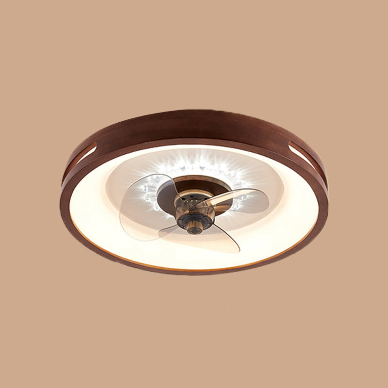 Nordische runde Deckenlüfter Lampe Naturholz Schlafzimmer LED SEMI Flush Mount Leuchte