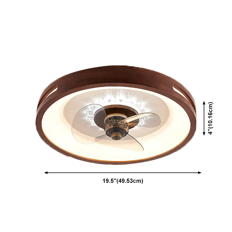 Nordische runde Deckenlüfter Lampe Naturholz Schlafzimmer LED SEMI Flush Mount Leuchte