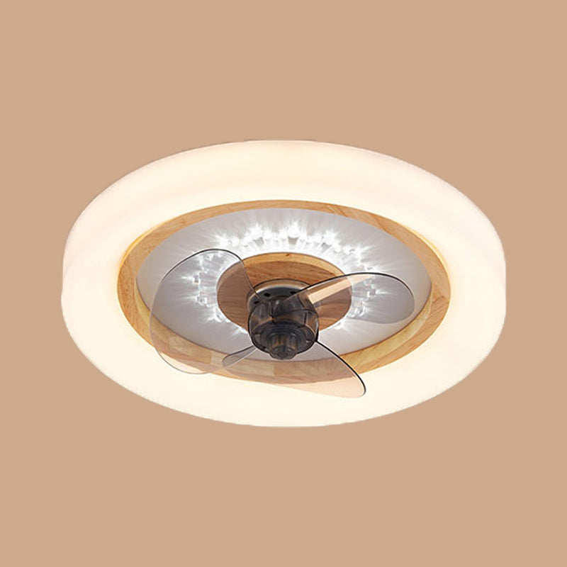 Nordische runde Deckenlüfter Lampe Naturholz Schlafzimmer LED SEMI Flush Mount Leuchte