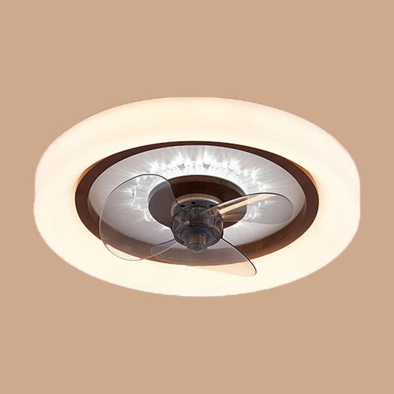 Nordische runde Deckenlüfter Lampe Naturholz Schlafzimmer LED SEMI Flush Mount Leuchte