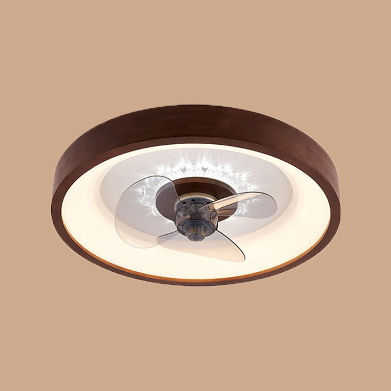 Nordische runde Deckenlüfter Lampe Naturholz Schlafzimmer LED SEMI Flush Mount Leuchte