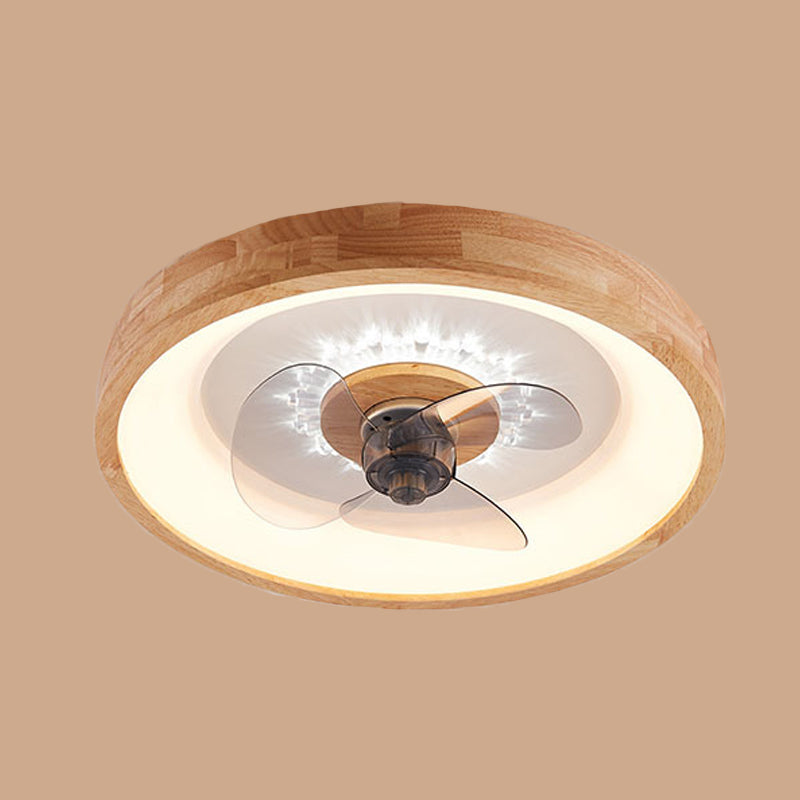 Nordische runde Deckenlüfter Lampe Naturholz Schlafzimmer LED SEMI Flush Mount Leuchte