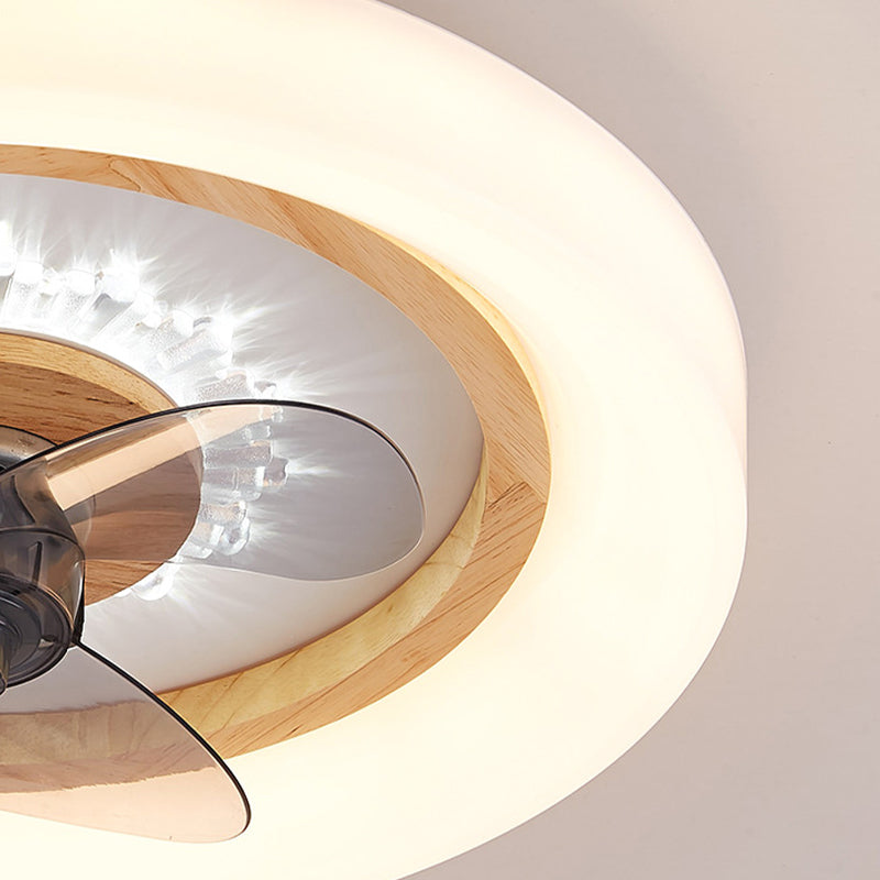 Nordische runde Deckenlüfter Lampe Naturholz Schlafzimmer LED SEMI Flush Mount Leuchte