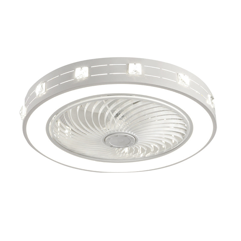 Tel-outs White Round Fan Light LED Contemporary Metal Semi Flush Soffio Light