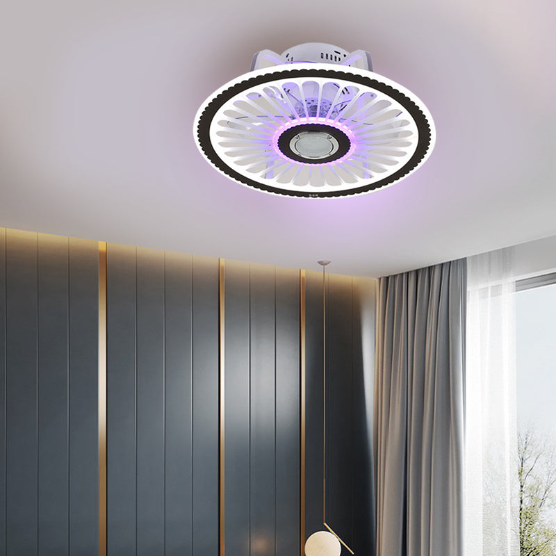Light Acrilico della ventola per altoparlanti Bluetooth rotondo minimalista della camera da letto acrilico semifulò lampada montata