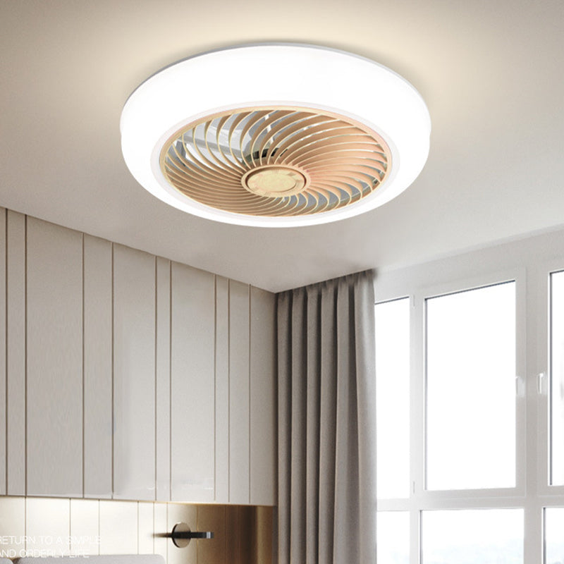 Ventola rotonda a filo leggero moderno moderno camera da letto acrilica a vento a led semifulto luce