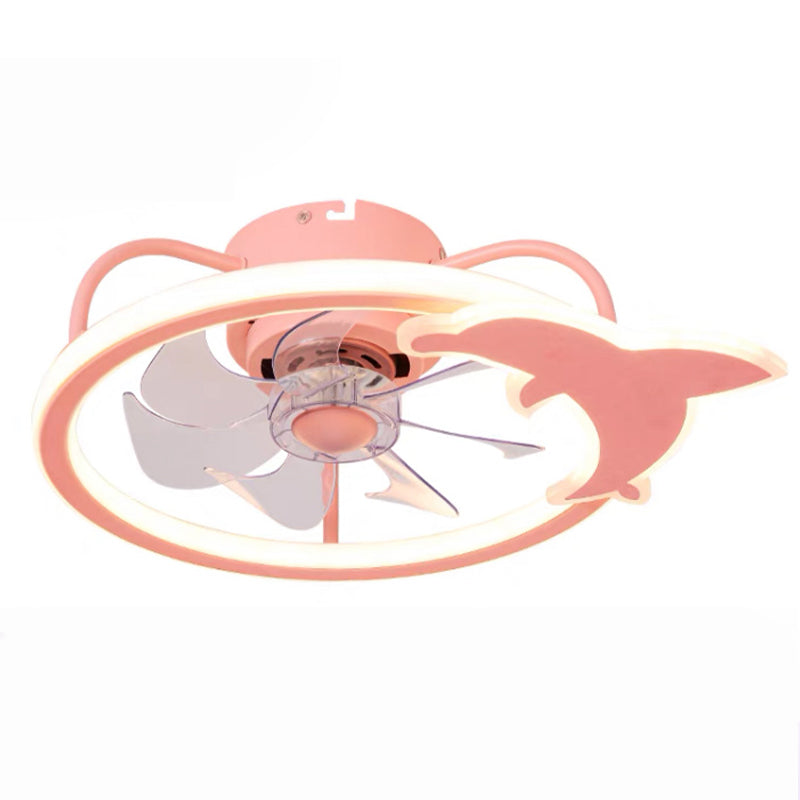 Luz del ventilador de techo circular mediterráneo Luz de la luz acrílico Dormitorio LED Semi Flush Light