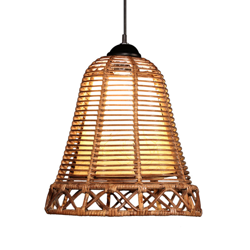 Tromba giapponese Lighting Lighting Bamboo 1 lampada a sospensione del soffitto in kaki