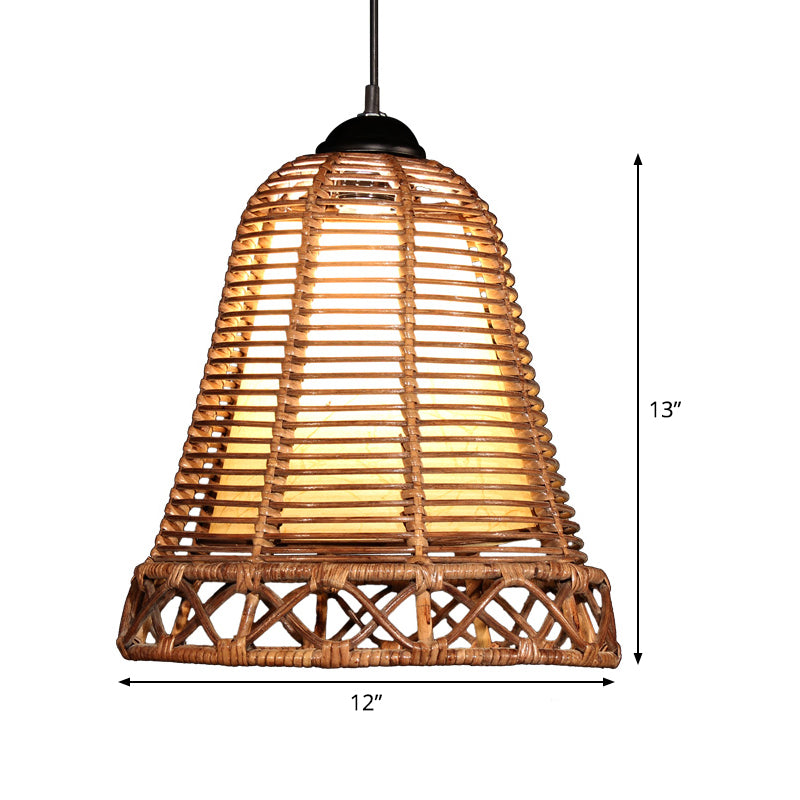 Tromba giapponese Lighting Lighting Bamboo 1 lampada a sospensione del soffitto in kaki